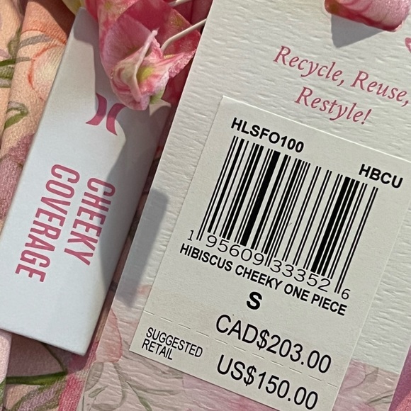 LOVESHACKFANCY X Hurley Cheeky One Piece in Hibiscus Cut Out Swimsuit Small New - Picture 8 of 9